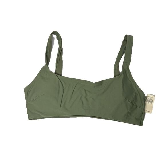 Aerie Women’s Sz Large Wide Strap Scoop Bikini Top Olive Green Stretch NWT - Picture 3 of 6